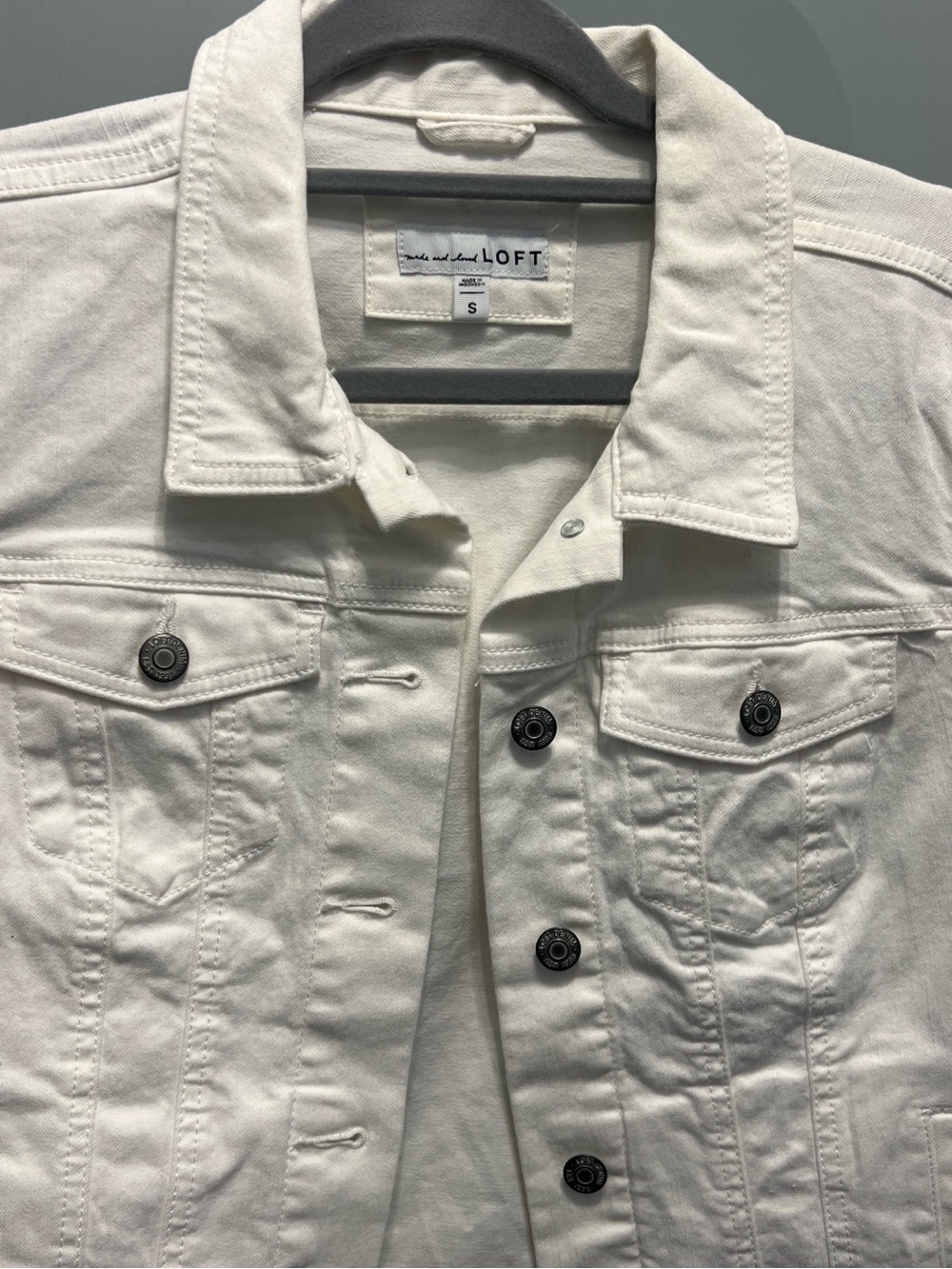LOFT Off-White Button-Front Denim Jacket
